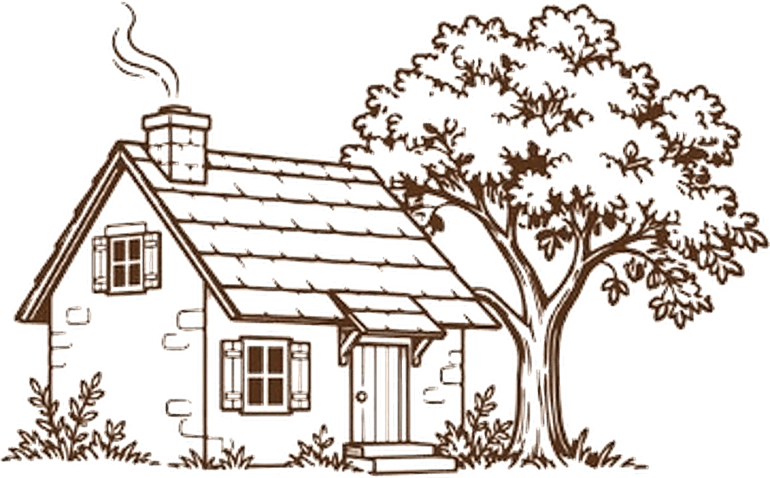 A cozy cottage in the morning