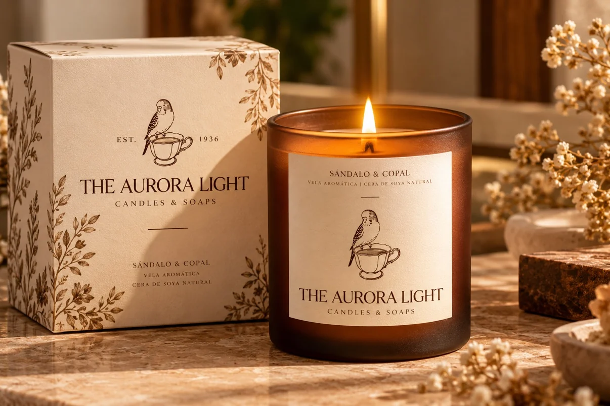 Sándalo & Copal — The Aurora Light signature candle